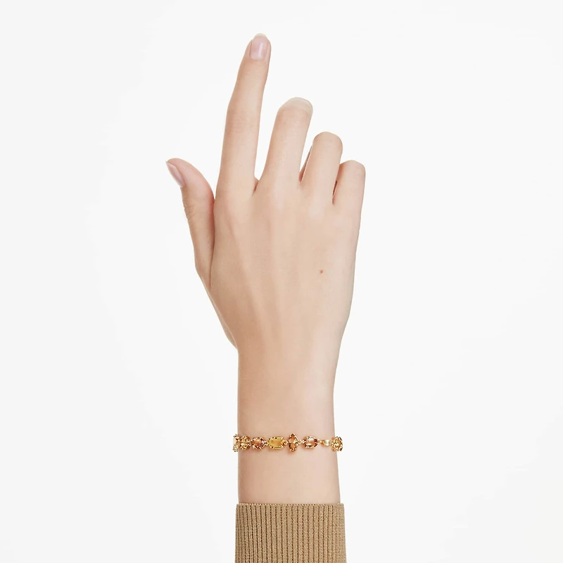 Gema bracelet, Mixed cuts, Yellow, Gold-tone plated by SWAROVSKI