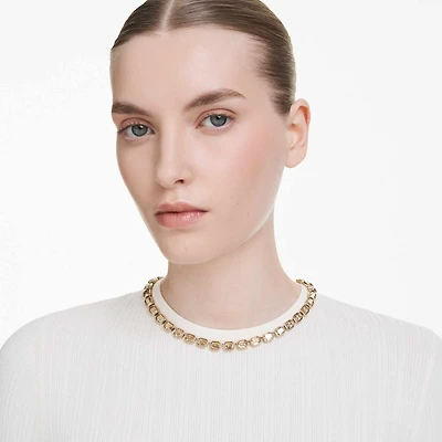 Millenia necklace, Octagon cut, Yellow, 18K gold finish