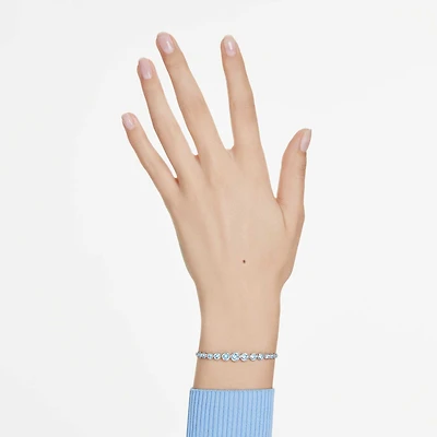 Imber bracelet, Mixed round cuts, Blue, Rhodium plated