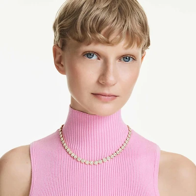 Una Angelic necklace, Round cut, White, Gold-tone plated