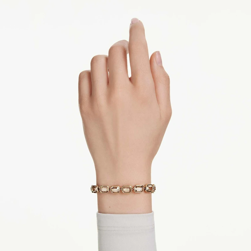 Millenia bracelet, Octagon cut, Caramel, Gold-tone plated by SWAROVSKI