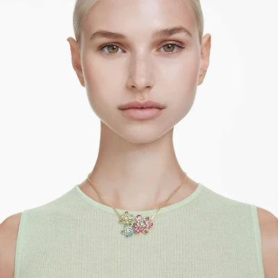 Idyllia pendant, Mixed cuts, Flower, Multicolored, 18K gold finish