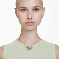 Idyllia pendant, Mixed cuts, Flower, Multicoloured, 18K gold finish
