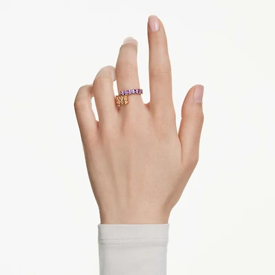 Matrix ring, Mixed cuts, Multicoloured, Gold-tone plated