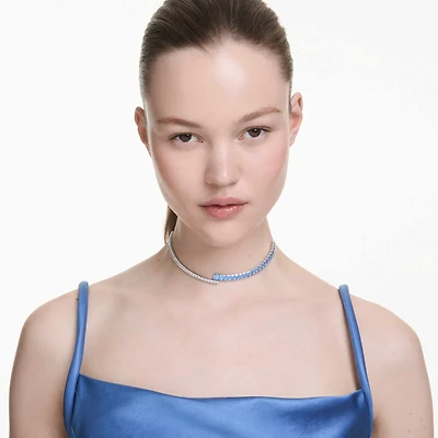 Matrix choker, Mixed cuts, Blue, Rhodium plated