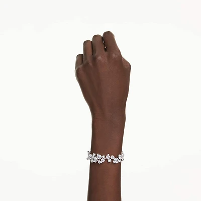 Constella bracelet, Mixed cuts, White, Rhodium plated