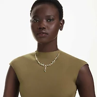 Constella Y necklace, Mixed cuts, Green, Gold-tone plated by SWAROVSKI