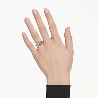 Sublima open ring, Mixed cuts, White, Ruthenium plated
