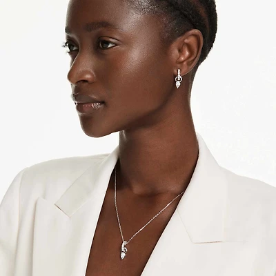 Mesmera set, Pear cut, Round cut, White, Rhodium plated