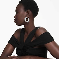 Sublima hoop earrings, Spike, White, Rhodium plated by SWAROVSKI