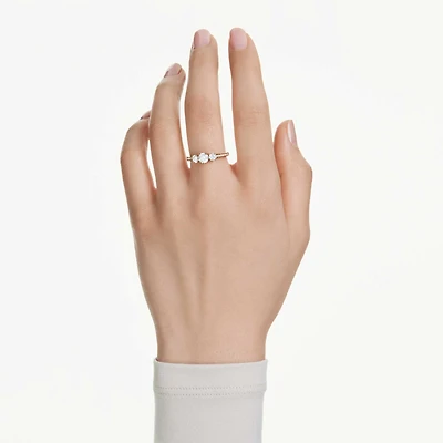 Stilla Attract ring, Round cut, White, 18K gold finish