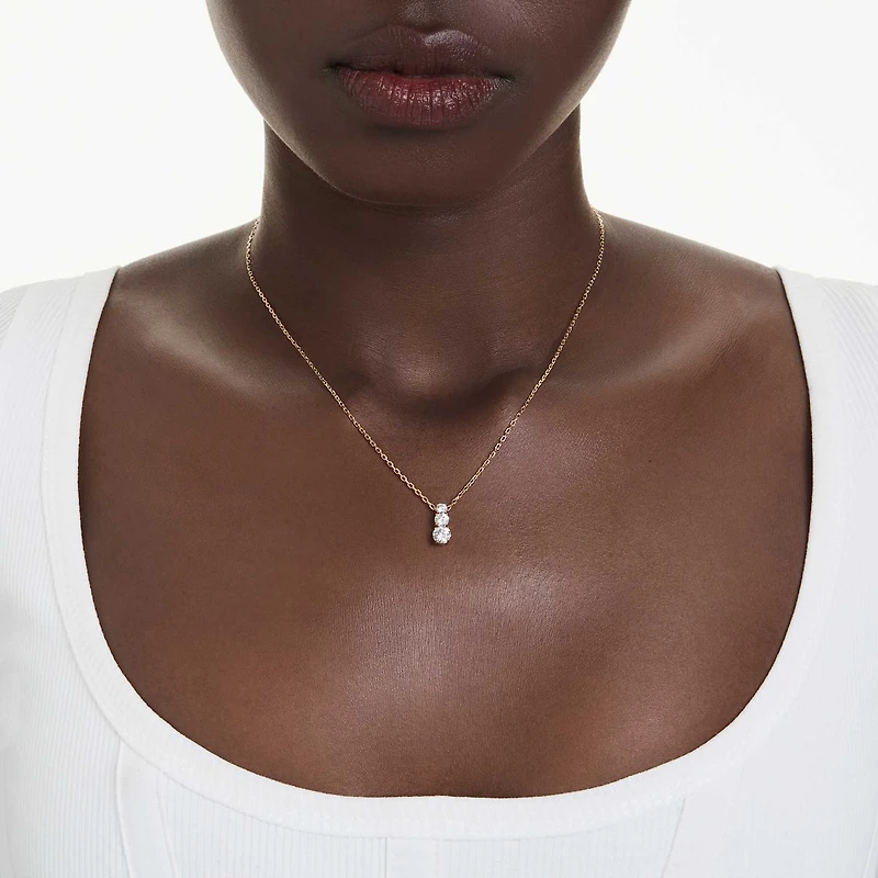 Stilla Attract pendant, Round cut, White, Gold-tone plated by SWAROVSKI