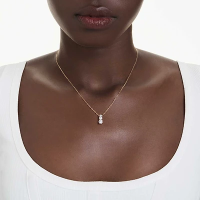 Stilla Attract pendant, Round cut, White, Gold-tone plated