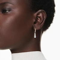 Stilla Attract hoop earrings, Round cut, White, 18K gold finish