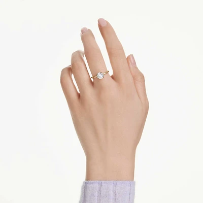 Stilla cocktail ring, Round cut, White, 18K gold finish