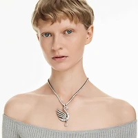 Swan pendant and brooch, Swan, White, Ruthenium plated by SWAROVSKI