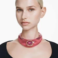 Dulcis choker, Octagon cut, Pavé, Pink, 18K gold finish