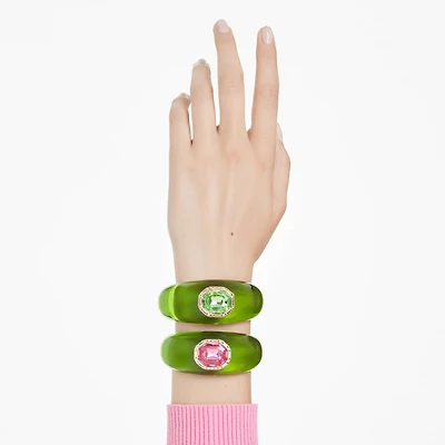 Dulcis cuff, Set (2), Octagon cut, Pavé, Multicolored, 18K gold finish