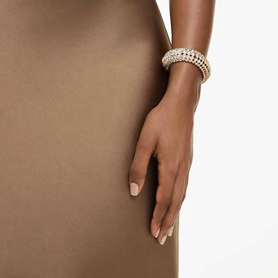 Idyllia bracelet, Oval cut, White, 18K gold finish