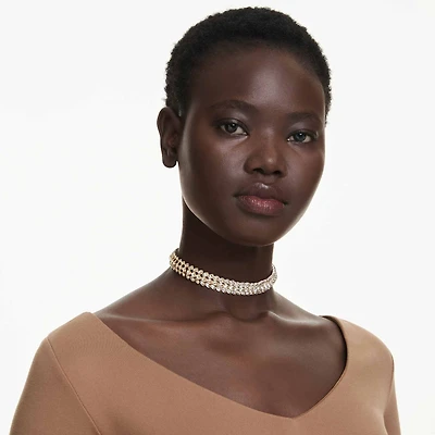 Idyllia choker, Oval cut, White, 18K gold finish