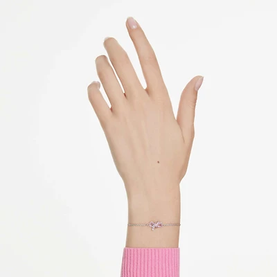 Lifelong Bow bracelet, Bow, Pink, Rhodium plated