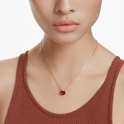 Bella V pendant, Round cut, Red, Gold-tone plated