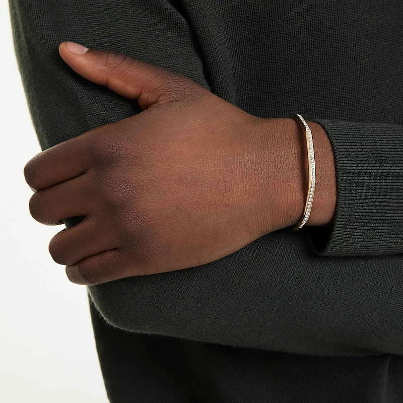 Dextera bangle, Octagon shape, Round cut, White, 18K gold finish