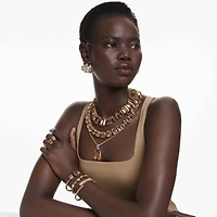 Millenia drop earrings, Mixed cuts, Caramel, 18K gold finish