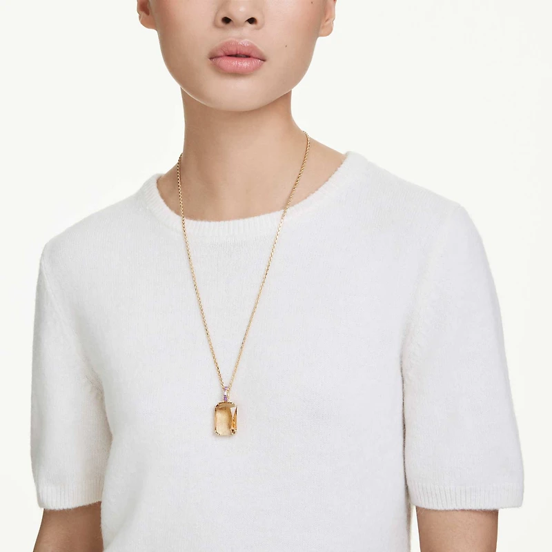 Millenia pendant, Octagon cut, Caramel, 18K gold finish