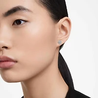 Una Angelic stud earrings, Square cut, White, Rhodium plated by SWAROVSKI