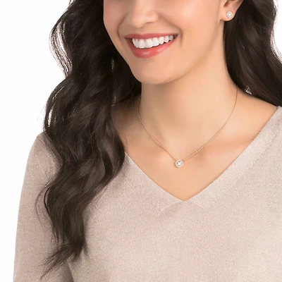Una Angelic set, Round cut, White, 18K rose gold finish