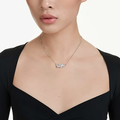 Matrix pendant, Baguette cut, Knot, White, Rhodium plated