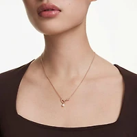 Constella pendant, Crystal pearl, Round cut, White, 18K rose gold finish