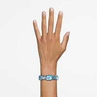 Watch, Octagon cut bracelet, Blue, Stainless steel by SWAROVSKI