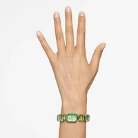 Watch, Octagon cut bracelet, Green, Champagne gold-tone finish by SWAROVSKI