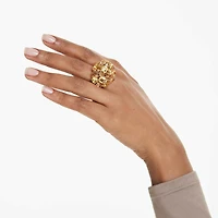 Gema cocktail ring, Mixed cuts, Yellow, Gold-tone plated by SWAROVSKI