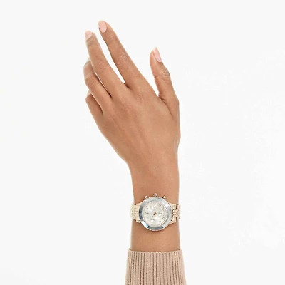 Octea chrono watch, Swiss Made, Metal bracelet, Gold tone, Champagne gold-tone finish