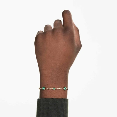 Imber bracelet, Round cut, Green, 18K gold finish