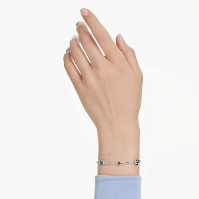 Imber bracelet, Round cut, Blue, Rhodium plated