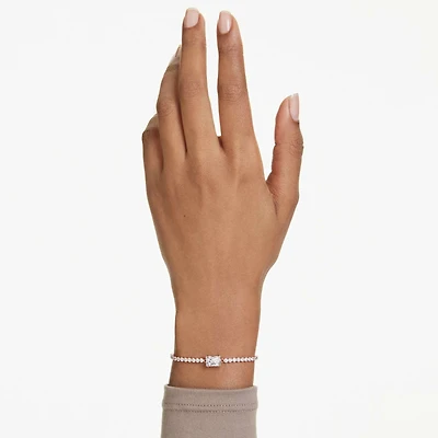 Matrix bracelet, Mixed cuts, White, Rose gold-tone plated