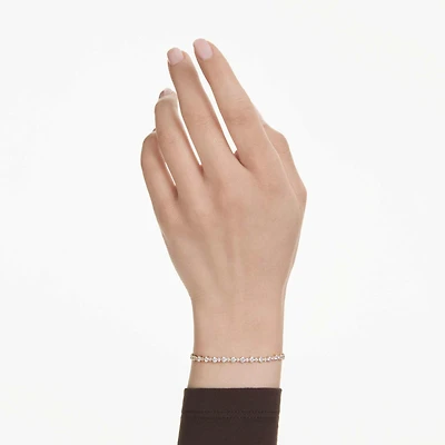 Matrix bracelet, Round cut, White, 18K gold finish