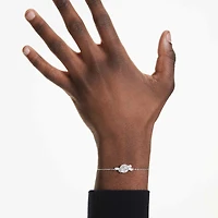 Matrix bracelet, Baguette cut, Knot, White, Rhodium plated by SWAROVSKI