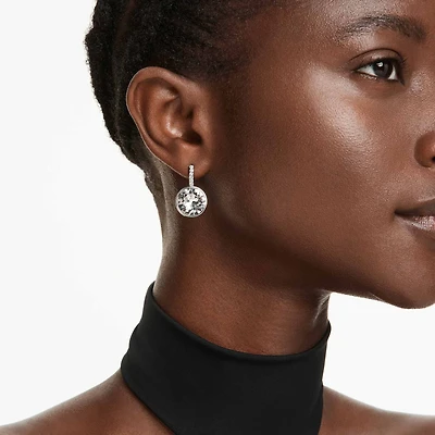 Millenia drop earrings, Round cut, White, Rhodium plated