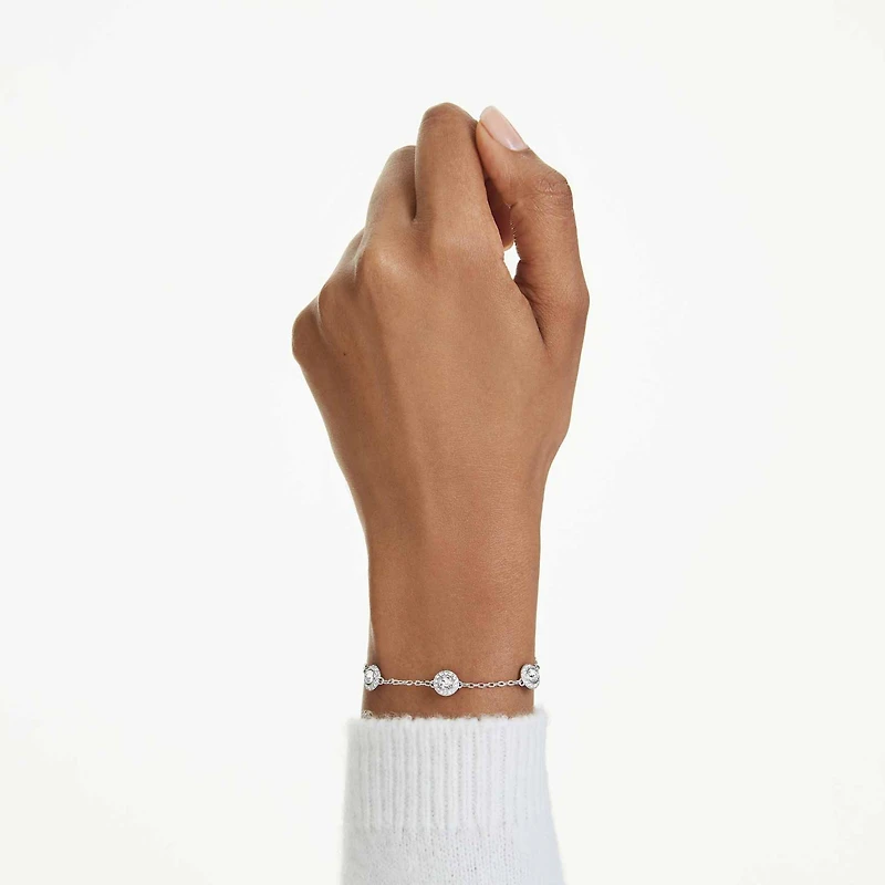 Una Angelic bracelet, Round cut, Double sided motifs, White, Rhodium plated by SWAROVSKI
