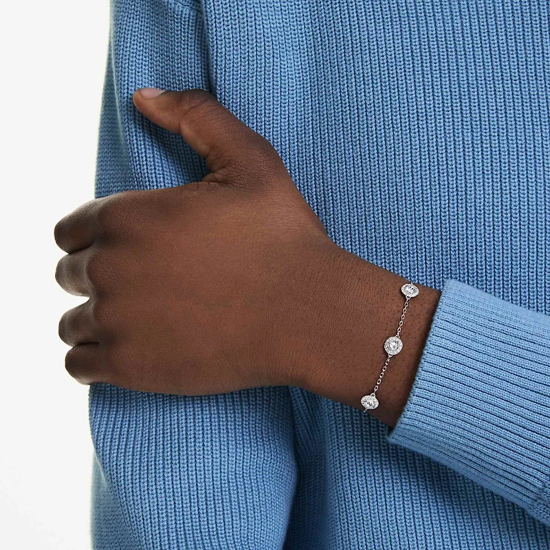 Una Angelic bracelet, Round cut, Double sided motifs, White, Rhodium plated by SWAROVSKI