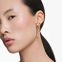 Idyllia drop earrings, Mixed cuts, Flower, Multicoloured, 18K gold finish