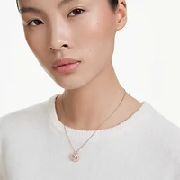 Swan pendant, Mixed cuts, Swan, Pink, 18K rose gold finish