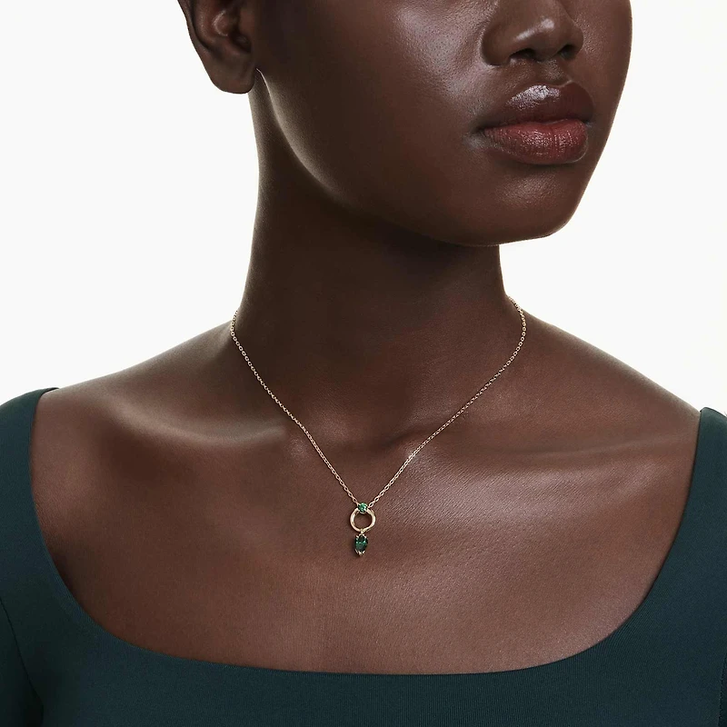 Mesmera pendant, Mixed cuts, Green, Gold-tone plated by SWAROVSKI