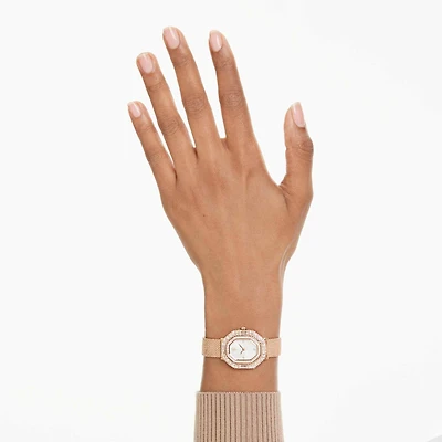 Matrix octagon watch, Metal bracelet, Rose gold tone, Rose gold-tone finish