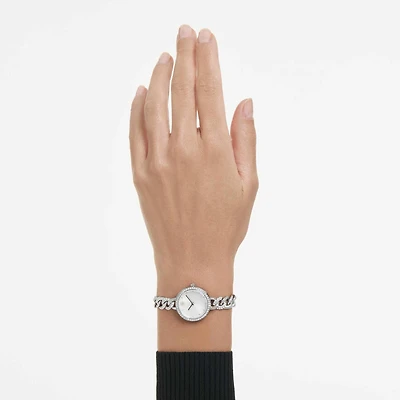 Cocktail round watch, Metal bracelet, Silver Tone, Stainless steel